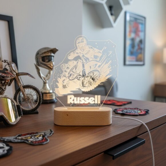 Personalized Motorcycle Night Light – Custom LED Lamp for Bikers - Picture 8 of 8